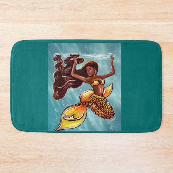 Item preview, Mermaid underwater ocean aesthetic - orange tail and Afro hair relaxing designed and sold by Artonmytee.