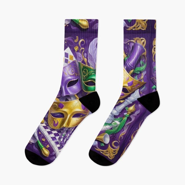 Item preview, Chessboard With Mardi Gras Masks On Top In Purple,Green And Gold designed and sold by Melantari Vizuns.