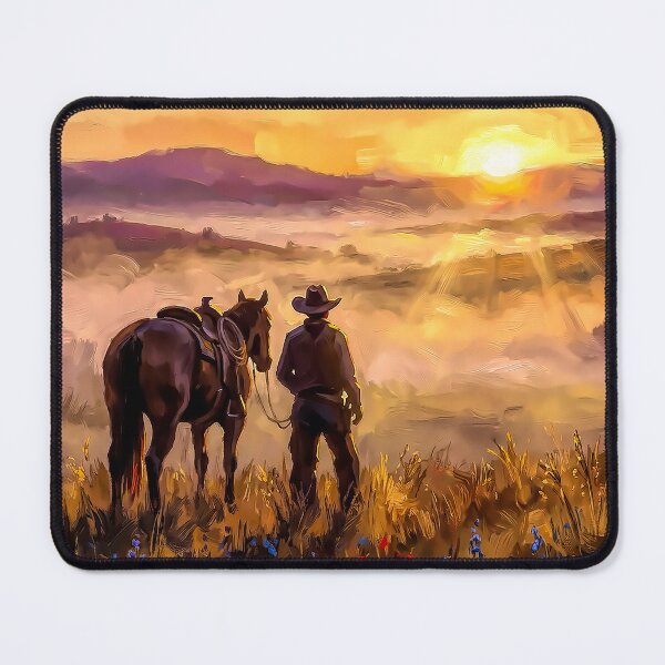 Item preview, Cowboy and Horse at Sunrise on the Open Plains designed and sold by acceleratorhams.