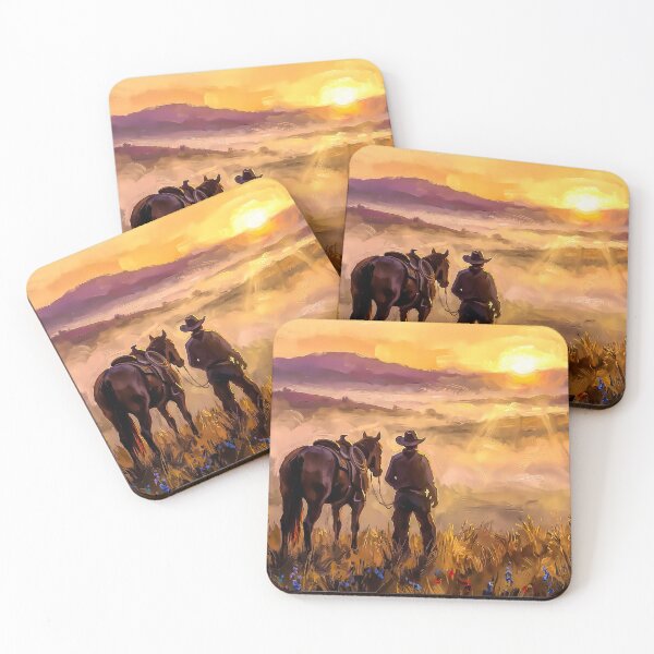 Item preview, Cowboy and Horse at Sunrise on the Open Plains designed and sold by acceleratorhams.