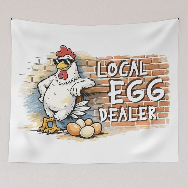 Item preview, Local Egg Dealer Funny Rooster Farm Illustration designed and sold by CreareAT.