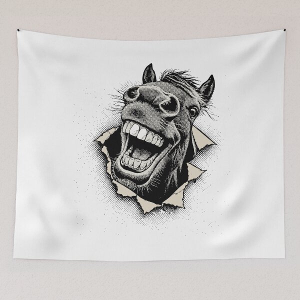 Item preview, Grinning horse vintage halftone illustration raster designed and sold by CreareAT.