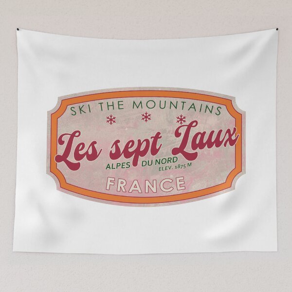 Item preview, Les sept Laux, France, Alpes du Nord, Ski, textured skiing badge designed and sold by Wanderful-roads.