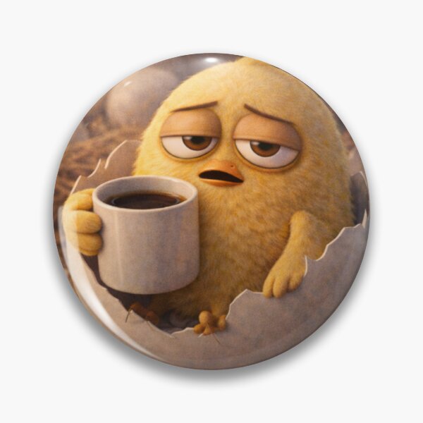 Artikelvorschau, Verschlafenes Küken mit Kaffee – Lustige Morgenstimmung 3D-Charakter entworfen und verkauft von ComedyInkFactor.