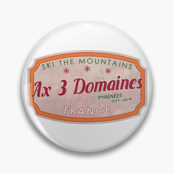 Item preview, Ax 3 Domaines, France, Pyrénées, Ski, textured skiing badge designed and sold by Wanderful-roads.