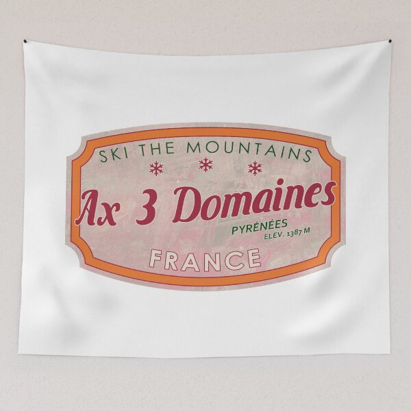 Item preview, Ax 3 Domaines, France, Pyrénées, Ski, textured skiing badge designed and sold by Wanderful-roads.