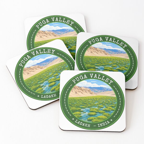 Item preview, Puga Valley in Ladakh, India, Vintage Travel Art Circle Emblem designed and sold by MaateoDesign.