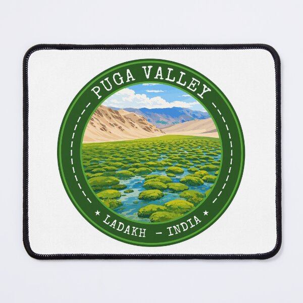 Item preview, Puga Valley in Ladakh, India, Vintage Travel Art Circle Emblem designed and sold by MaateoDesign.