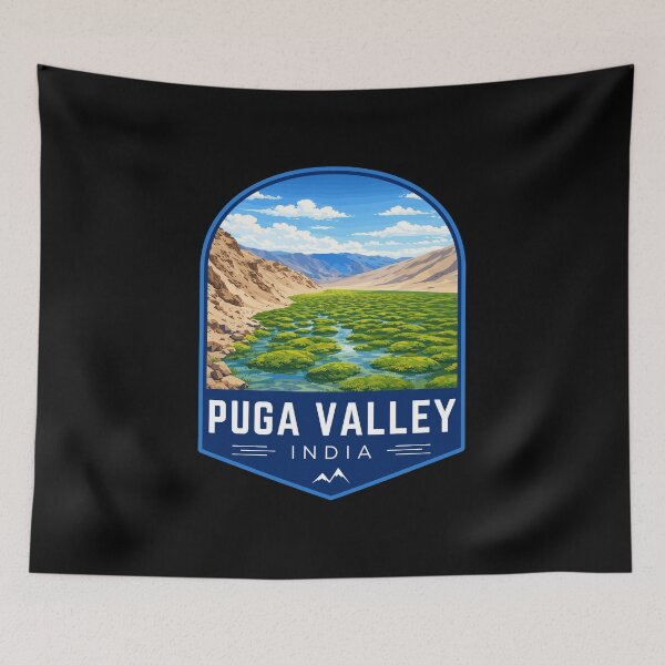 Item preview, Puga Valley in Ladakh, India, Retro Travel Art Emblem designed and sold by MaateoDesign.