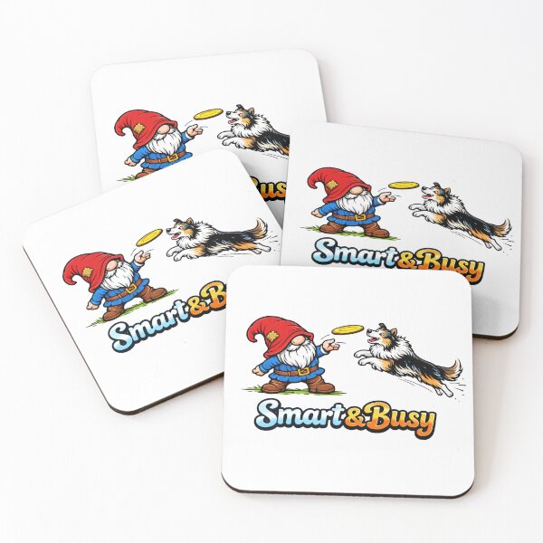 Item preview, Smart & Busy – Playful Gnome and Border Collie Frisbee Art designed and sold by Moriarty's Digital Visions.