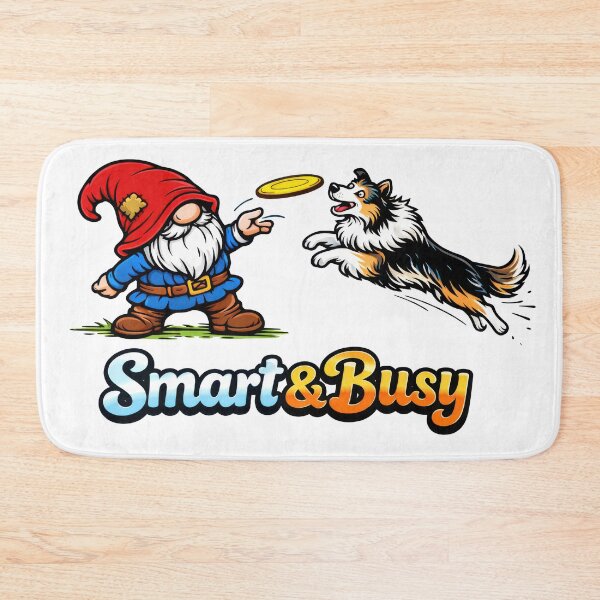 Item preview, Smart & Busy – Playful Gnome and Border Collie Frisbee Art designed and sold by Moriarty's Digital Visions.