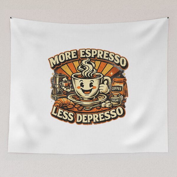 Item preview, More Espresso Less Depresso Retro Coffee Shirt – Funny Vintage Barista T-Shirt designed and sold by RETRO MAGIC SHOP.