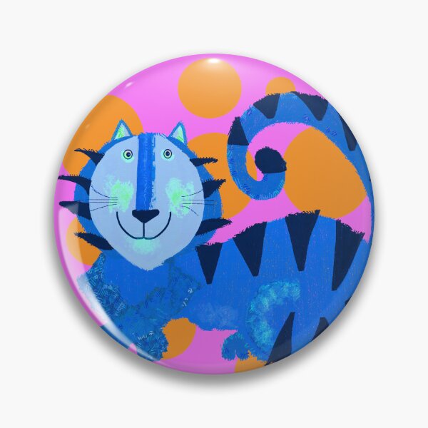 Item preview, Tiny Tiger Big Smile – Playful Blue Tiger Illustration for Kids & Animal Lovers designed and sold by MidModMagic.