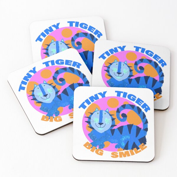 Item preview, Tiny Tiger Big Smile – Playful Blue Tiger Illustration for Kids & Animal Lovers designed and sold by MidModMagic.
