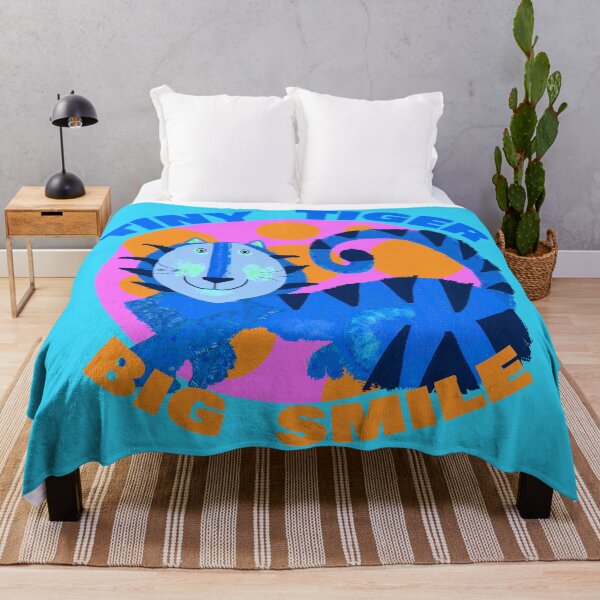 Item preview, Tiny Tiger Big Smile – Playful Blue Tiger Illustration for Kids & Animal Lovers designed and sold by MidModMagic.