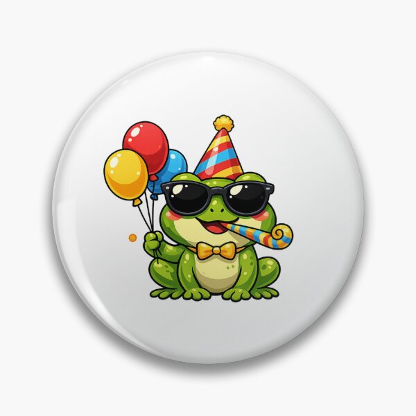 Item preview, Festive frog with hat and balloons designed and sold by FroggyOnly.