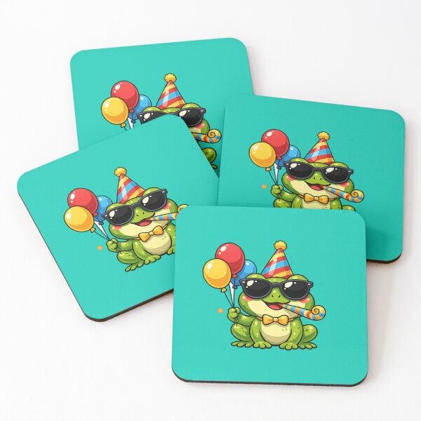 Item preview, Festive frog with hat and balloons designed and sold by FroggyOnly.