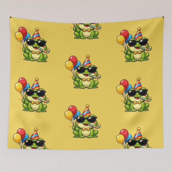 Item preview, Festive frog with hat and balloons designed and sold by FroggyOnly.