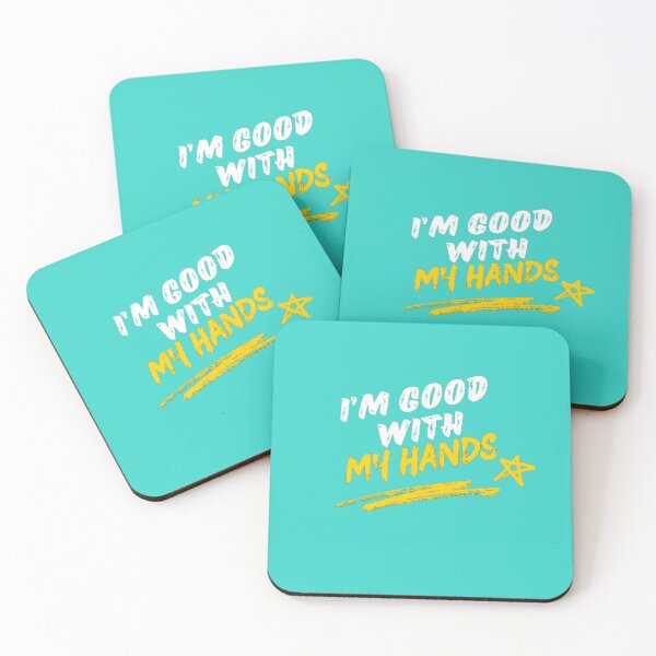 Item preview, I'm Good With My Hands Distressed Yellow and White Typography Art designed and sold by Posiheal26.