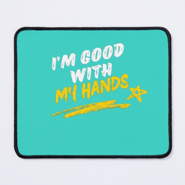 Item preview, I'm Good With My Hands Distressed Yellow and White Typography Art designed and sold by Posiheal26.