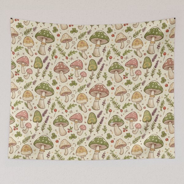 Item preview, Colorful Cottagecore Mushroom Pattern designed and sold by CraftachicDsgn.