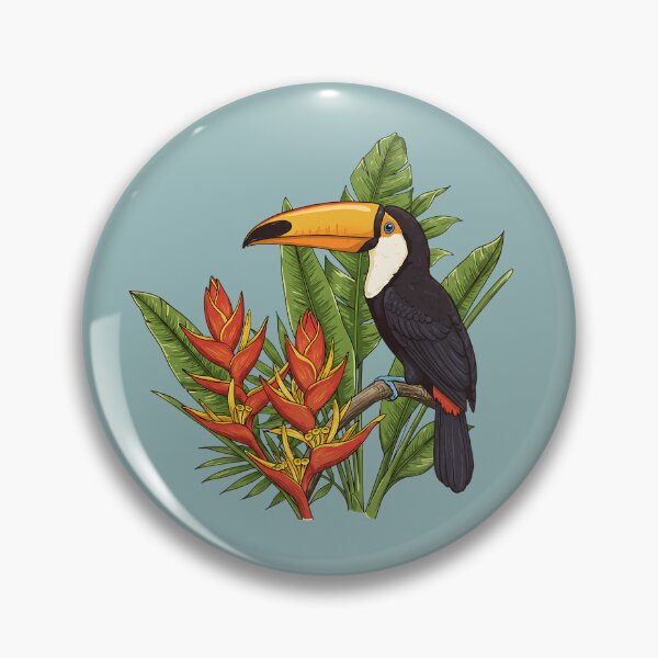 Item preview, Tropical Toucan Among Heliconia Jungle Leaves designed and sold by BirdsnStuff.
