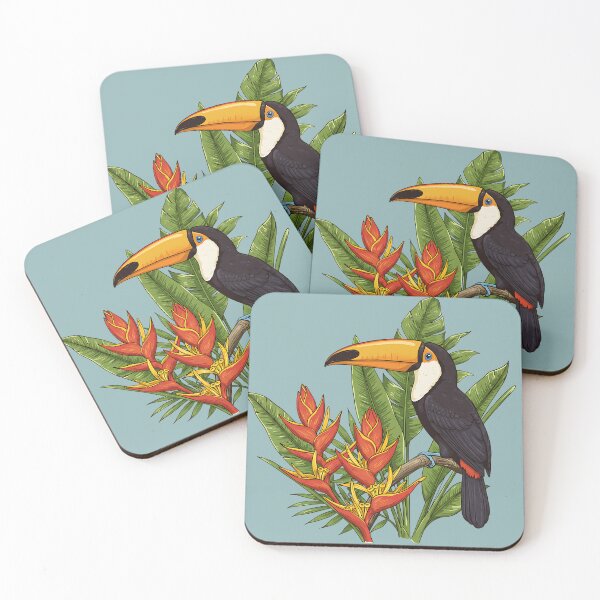 Item preview, Tropical Toucan Among Heliconia Jungle Leaves designed and sold by BirdsnStuff.