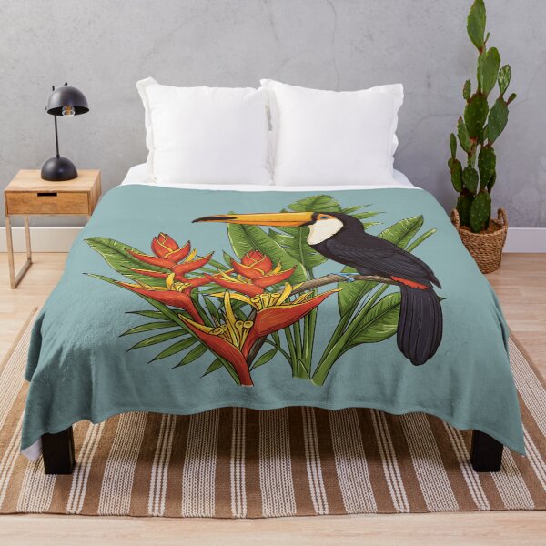 Item preview, Tropical Toucan Among Heliconia Jungle Leaves designed and sold by BirdsnStuff.