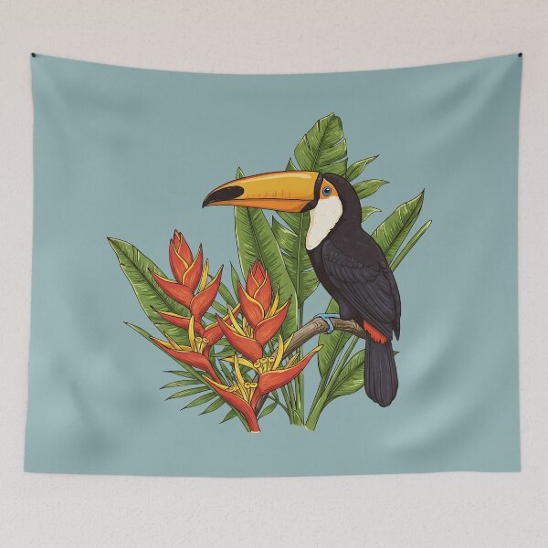 Item preview, Tropical Toucan Among Heliconia Jungle Leaves designed and sold by BirdsnStuff.
