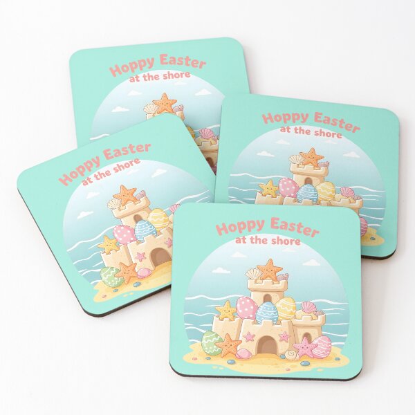 Item preview, Hoppy Easter at the Shore – Sandcastle Easter Illustration designed and sold by Sea Gem.