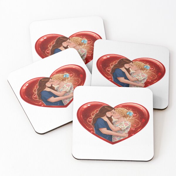 Item preview, True Love's Embrace - Romantic Lesbian Couple Heart Art designed and sold by Droosam.
