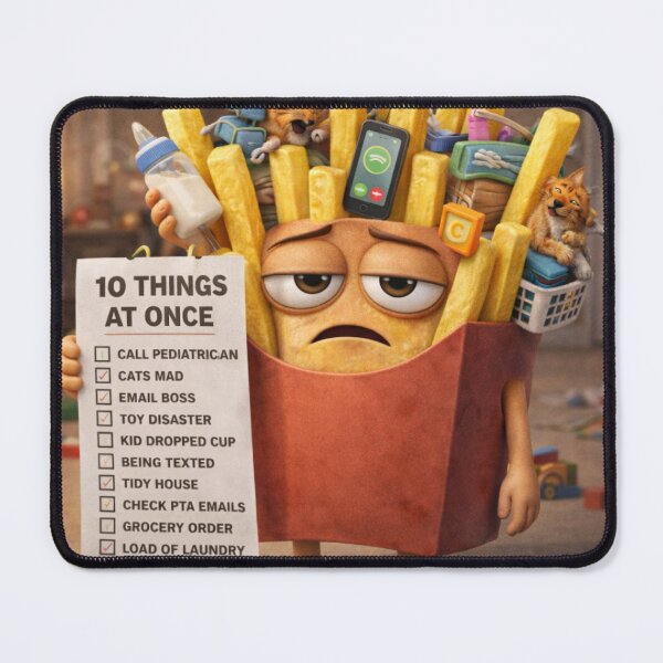 Item preview, Overstimulated Parent Fries – 10 Things At Once Funny 3D Burnout Humor designed and sold by ComedyInkFactor.