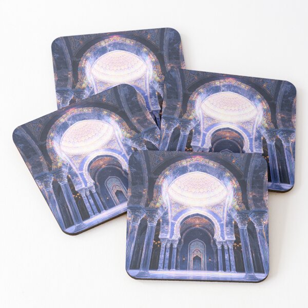 Item preview, Grand Ethereal Mosque: Iridescent Marble Hall & Golden Dome Art (V.1) designed and sold by D-Islamic.