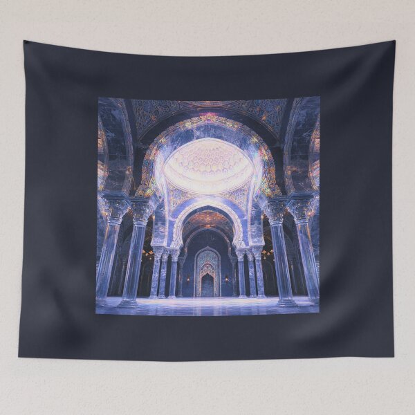 Item preview, Grand Ethereal Mosque: Iridescent Marble Hall & Golden Dome Art (V.1) designed and sold by D-Islamic.