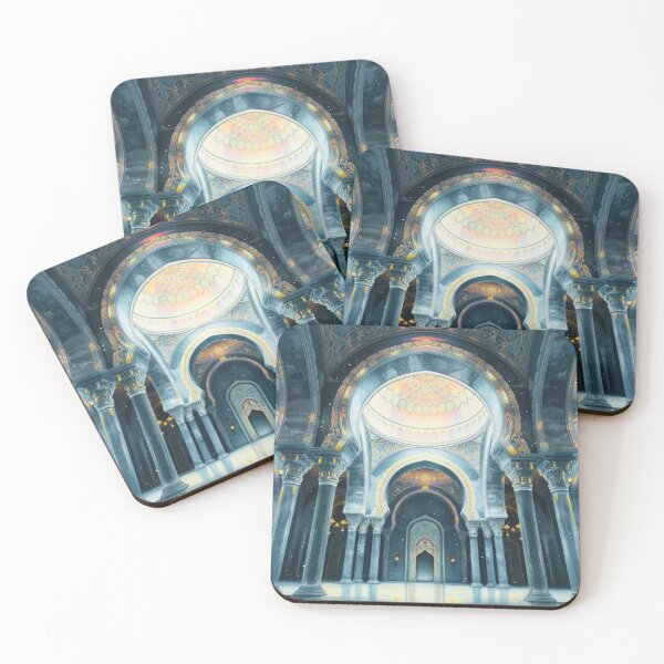 Item preview, Grand Ethereal Mosque: Iridescent Marble Hall & Golden Dome Art (V.2) designed and sold by D-Islamic.