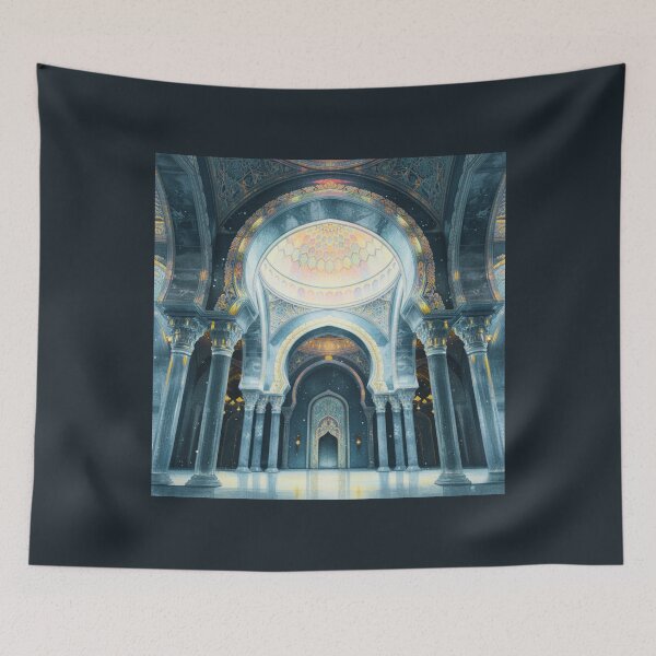 Item preview, Grand Ethereal Mosque: Iridescent Marble Hall & Golden Dome Art (V.2) designed and sold by D-Islamic.