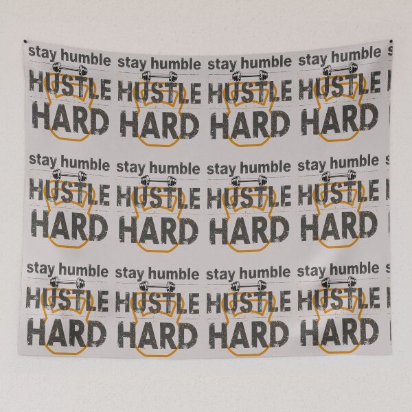 Item preview, Stay Humble Hustle Hard Streetwear Gym Quote Barbell Kettlebell. designed and sold by LunaPrintCo.