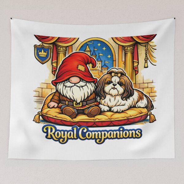 Item preview, Royal Companions – Cozy Gnome and Shih Tzu Palace Illustration designed and sold by Moriarty's Digital Visions.