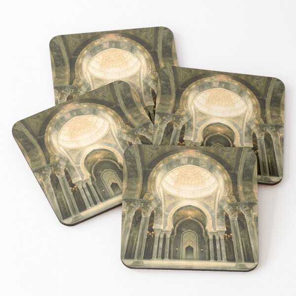 Item preview, Grand Ethereal Mosque: Iridescent Marble Hall & Golden Dome Art (V.3) designed and sold by D-Islamic.