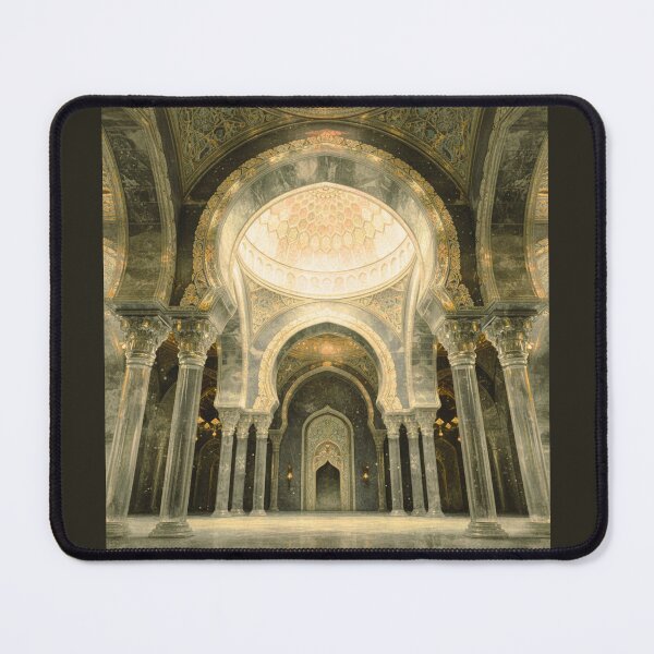 Item preview, Grand Ethereal Mosque: Iridescent Marble Hall & Golden Dome Art (V.3) designed and sold by D-Islamic.