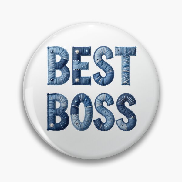 Item preview, BEST BOSS - IN DENIM FAUX LETTERING designed and sold by AlexOBrienArt.