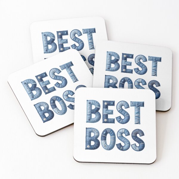 Item preview, BEST BOSS - IN DENIM FAUX LETTERING designed and sold by AlexOBrienArt.