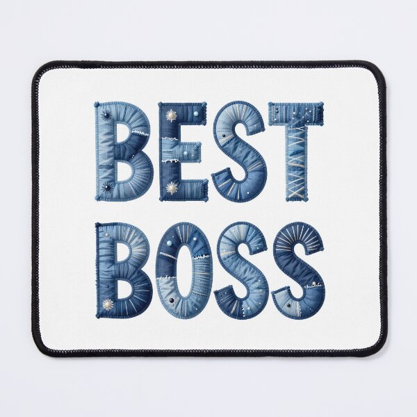 Item preview, BEST BOSS - IN DENIM FAUX LETTERING designed and sold by AlexOBrienArt.