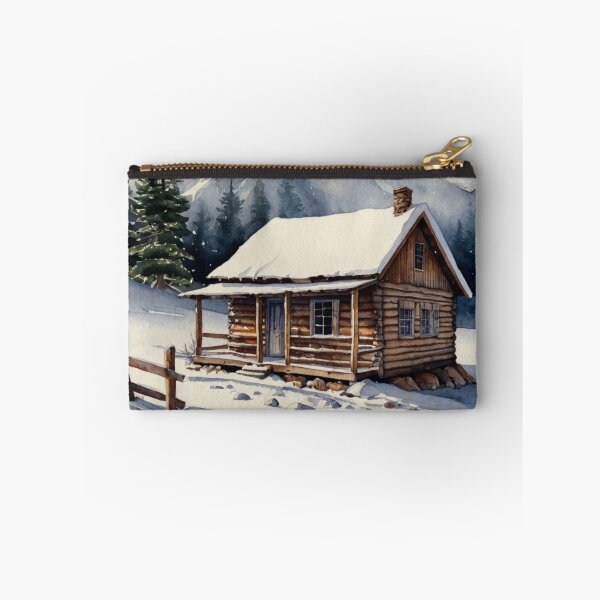 Item preview, Snowy Cabin Watercolor Winter Nature Scene Wall Art designed and sold by sana designer.
