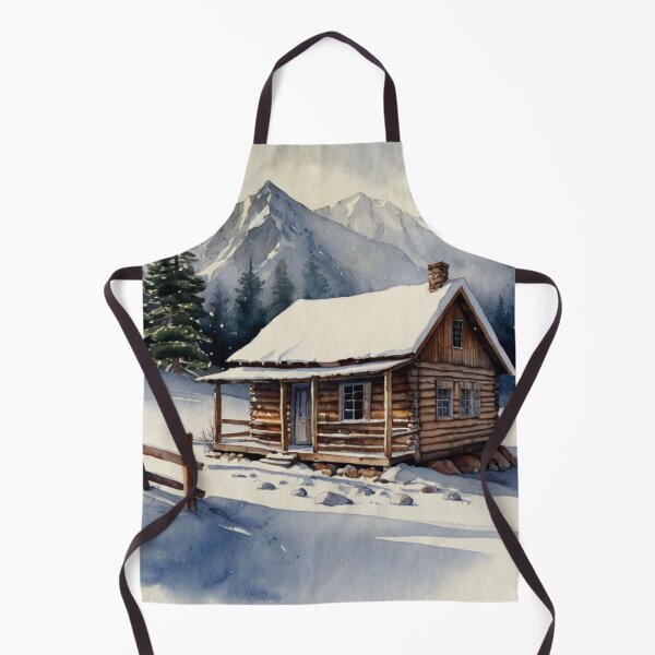 Item preview, Snowy Cabin Watercolor Winter Nature Scene Wall Art designed and sold by sana designer.