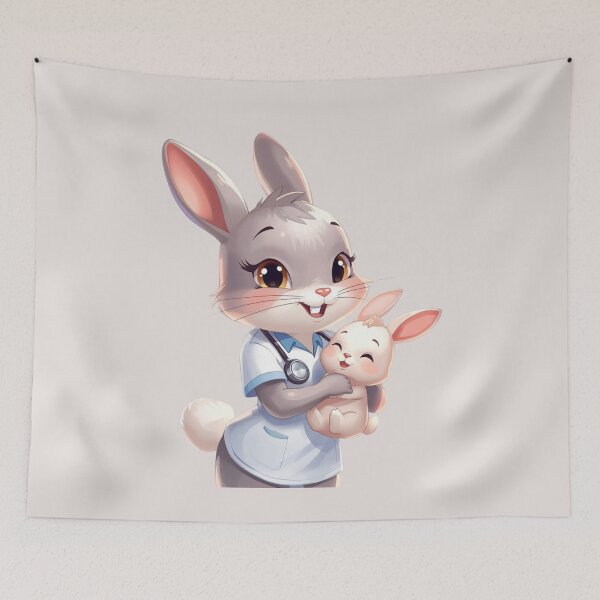 Item preview, Doctor Bunny and baby - The Softest Kind of Care designed and sold by Nature's Palette.