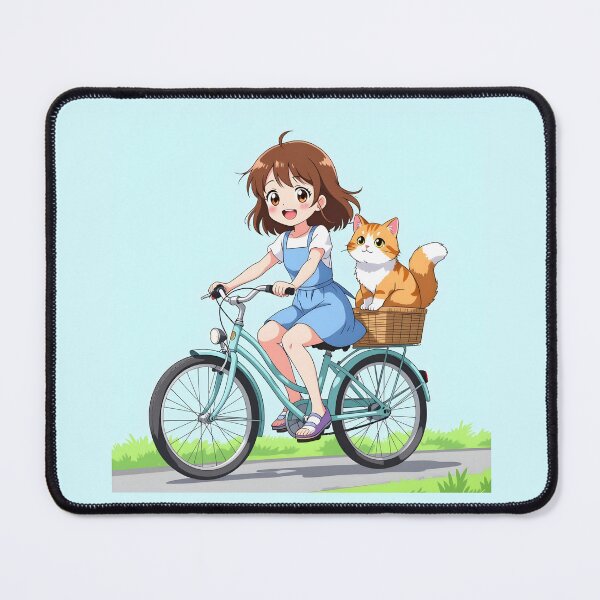 Item preview, Girl with a cat traveling by bicycle designed and sold by PrintLabStudio.
