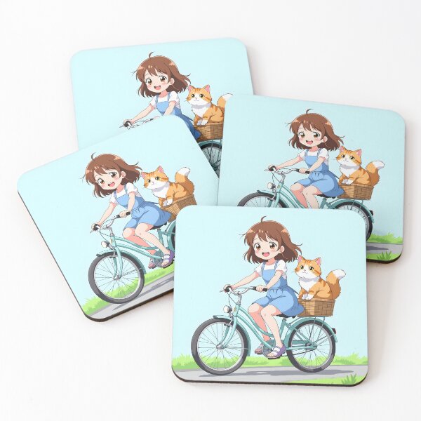 Item preview, Girl with a cat traveling by bicycle designed and sold by PrintLabStudio.