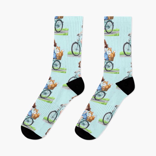 Item preview, Girl with a cat traveling by bicycle designed and sold by PrintLabStudio.