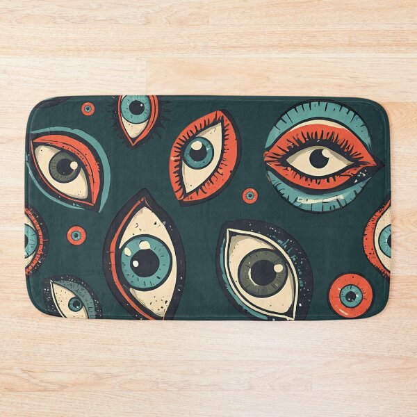 Item preview, All Seeing Eyes Pattern - Retro Surreal Illustration (Teal Background) designed and sold by JawKneeArt.